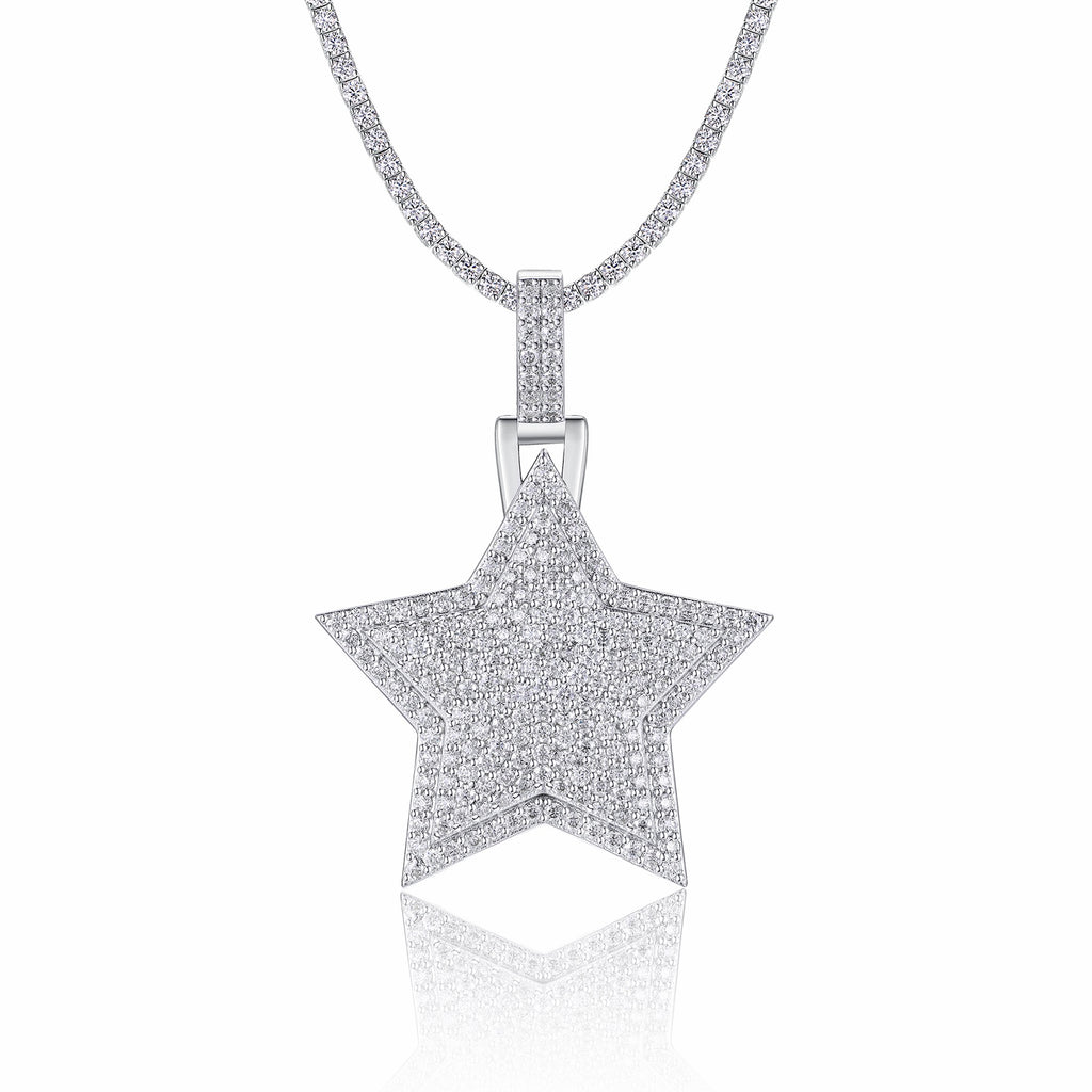 Regent Moissanite Star Pendant Necklace in Sterling Silver