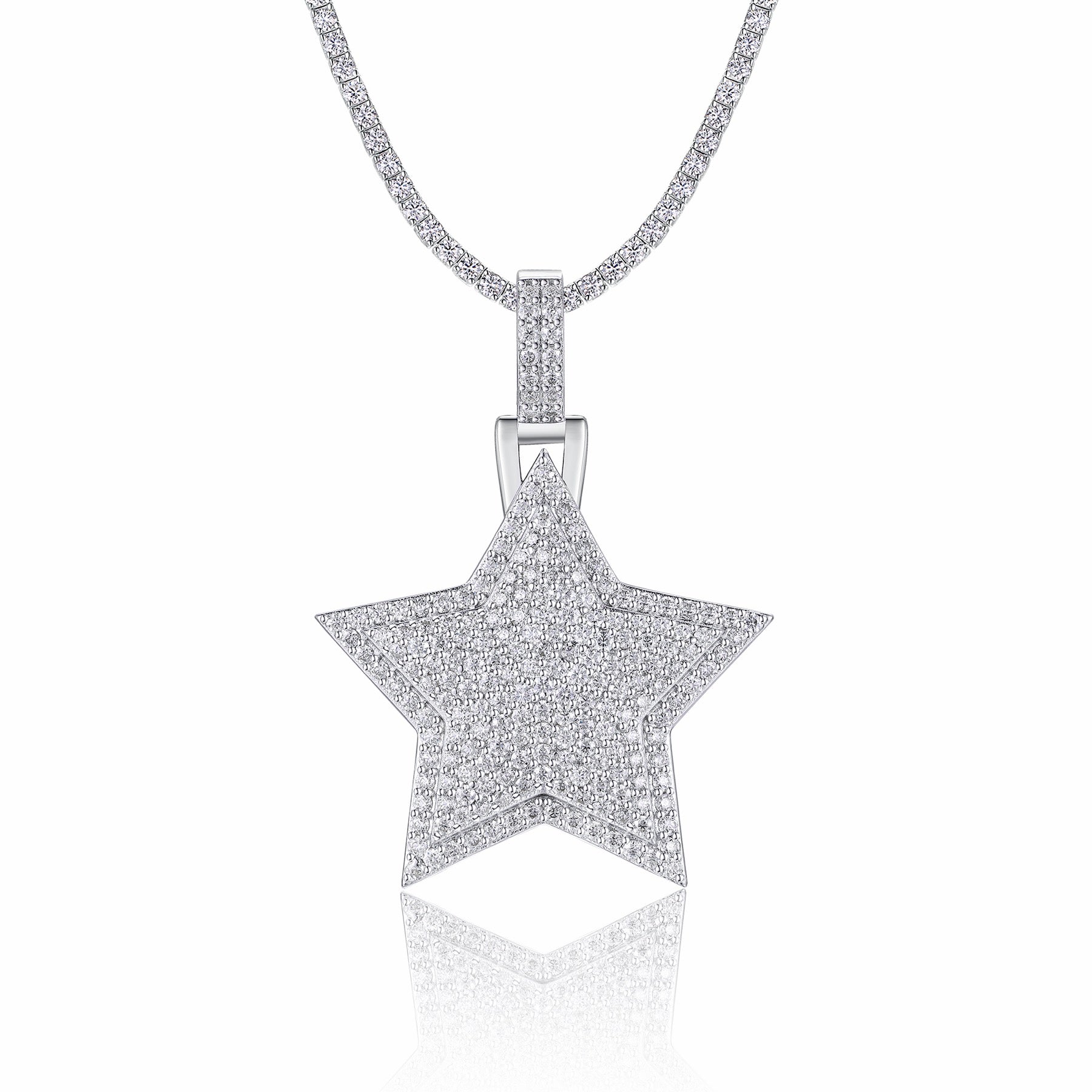 Regent Moissanite Star Pendant Necklace in Sterling Silver