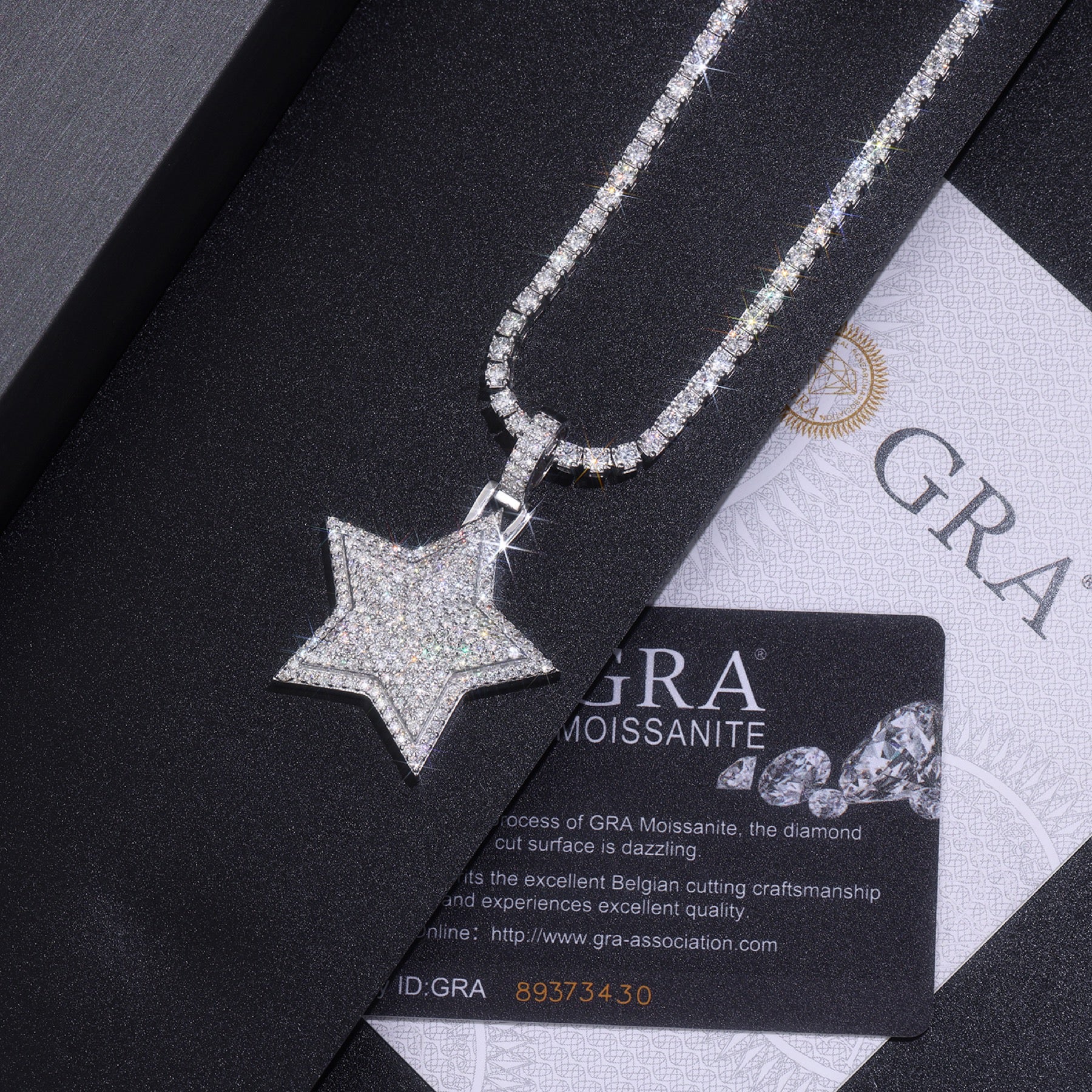 Regent Moissanite Star Pendant Necklace in Sterling Silver