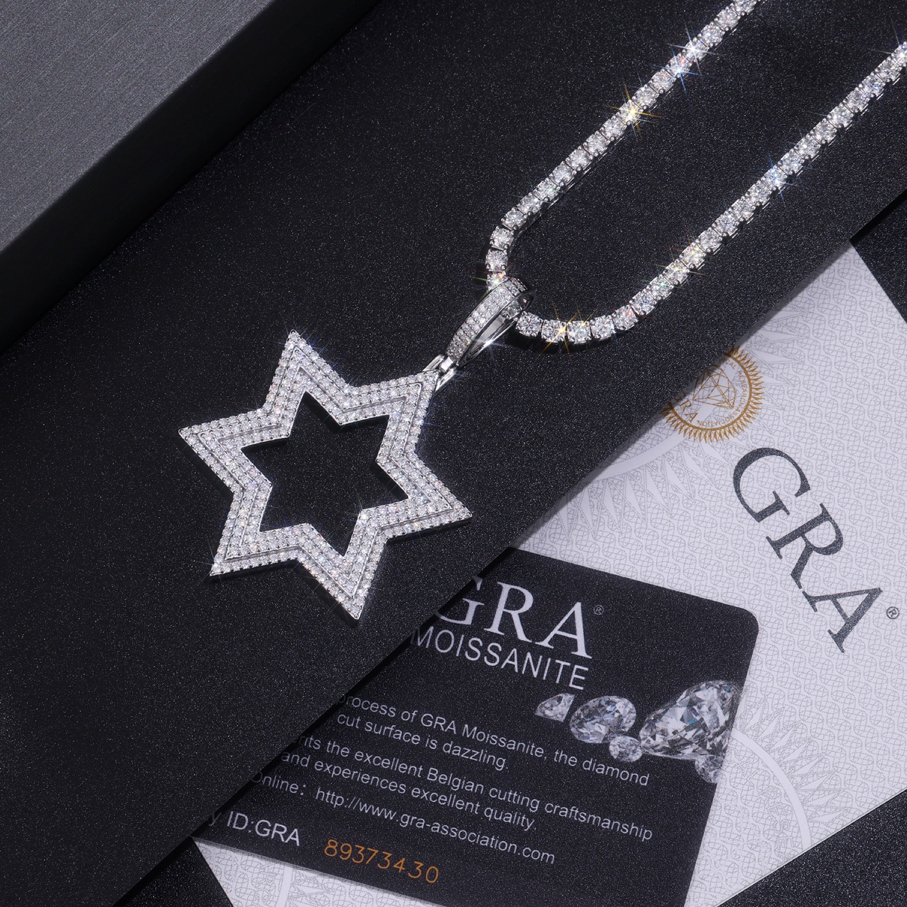 Sirius Moissanite Six-Point Star Pendant Necklace in Sterling Silver