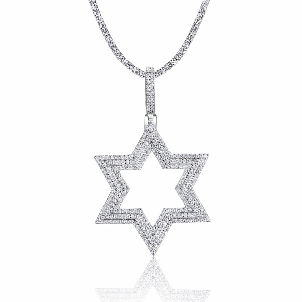Nova Moissanite Star Pendant Necklace in Sterling Silver