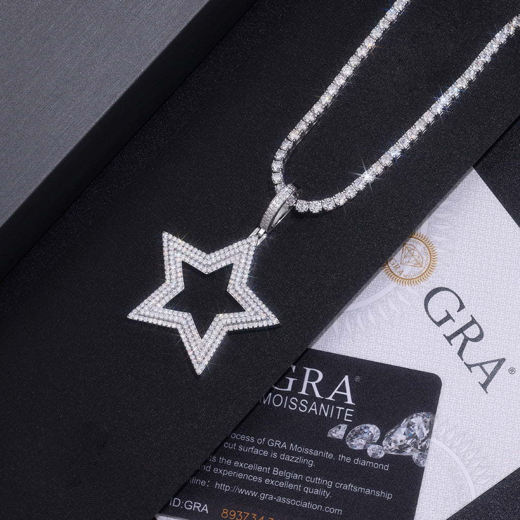 Nova Moissanite Star Pendant Necklace in Sterling Silver