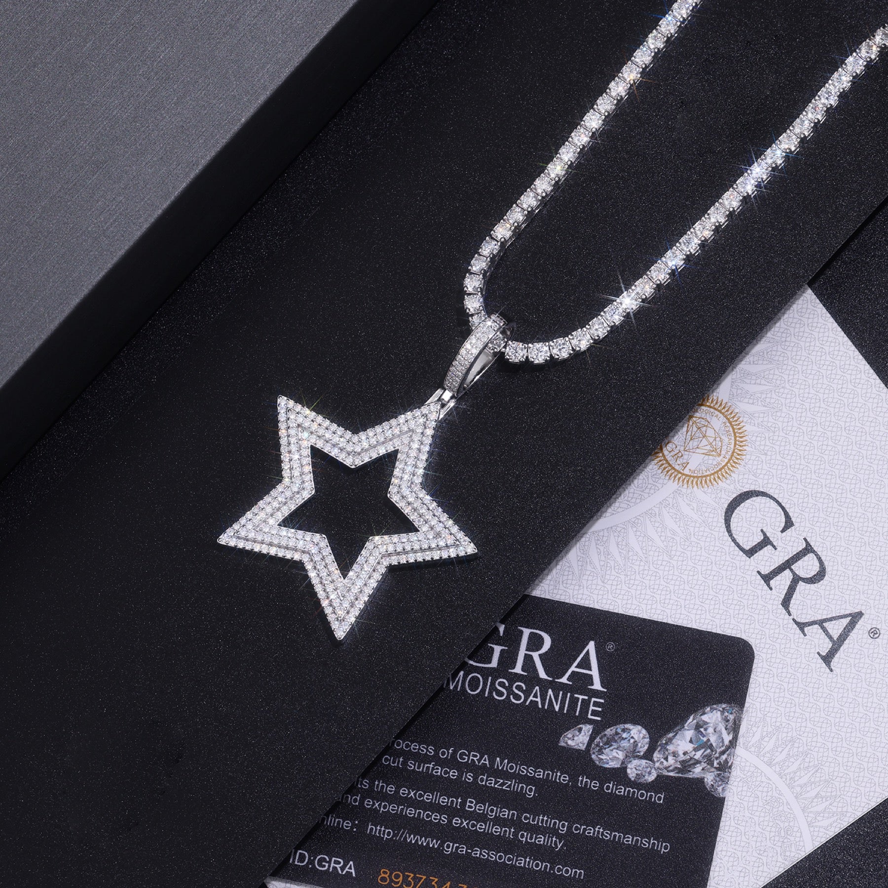 Nova Moissanite Star Pendant Necklace in Sterling Silver