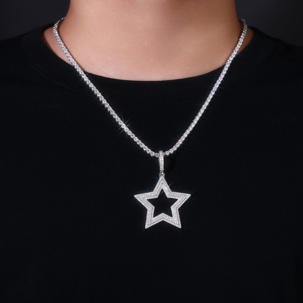 Nova Moissanite Star Pendant Necklace in Sterling Silver