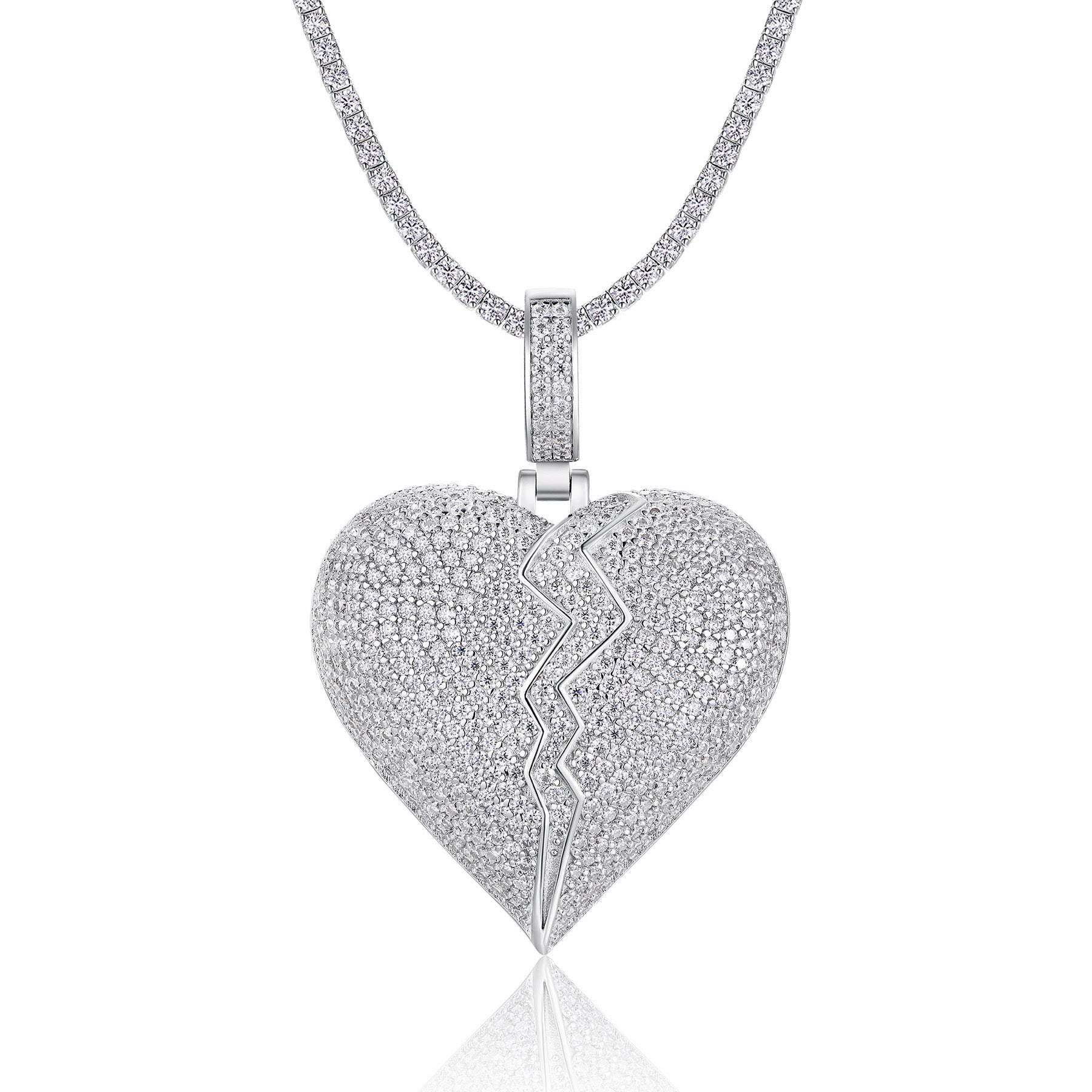 Pulse Moissanite Heart Pendant Necklace in Sterling Silver