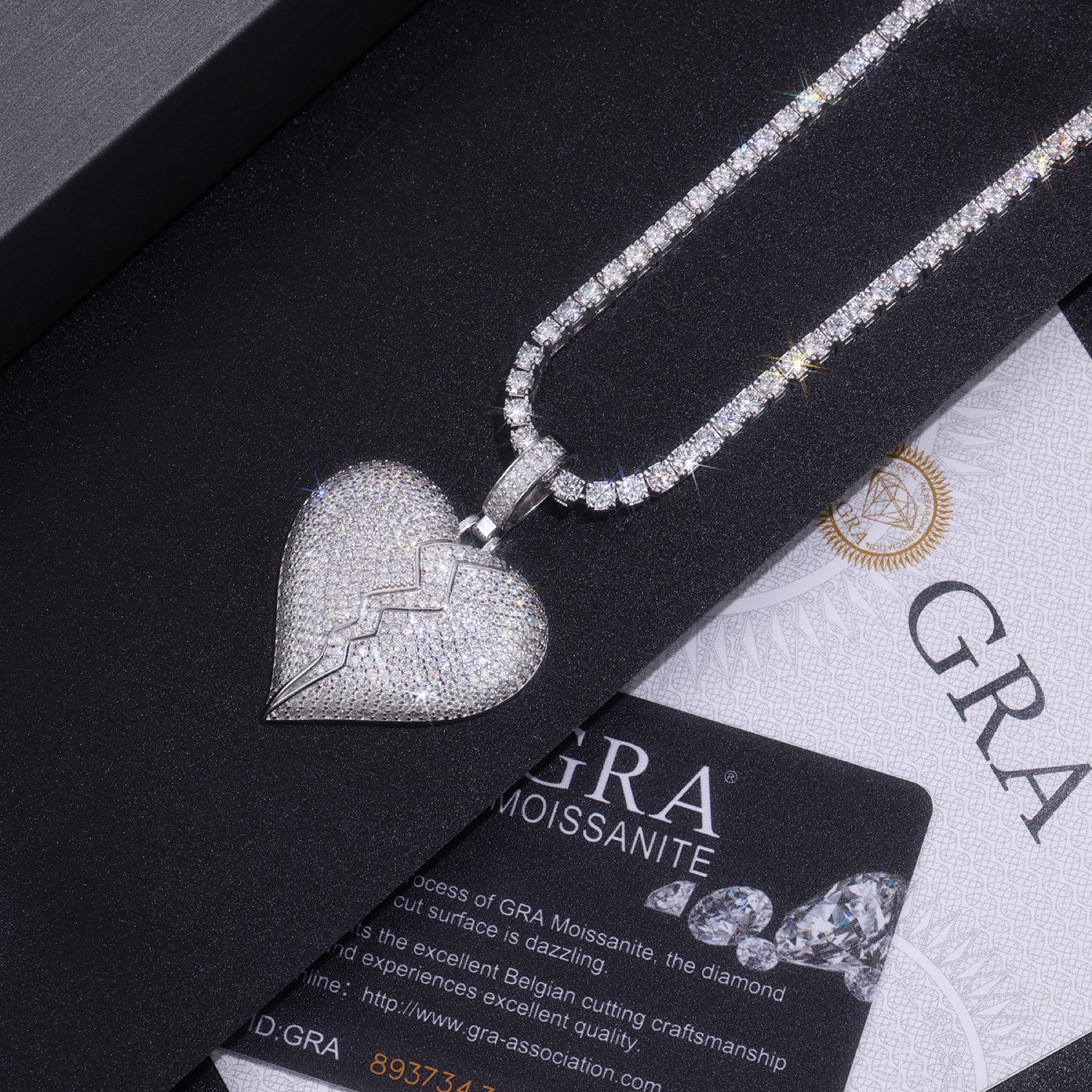 Pulse Moissanite Heart Pendant Necklace in Sterling Silver