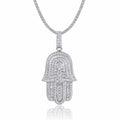 Talisman Moissanite Hamsa Pendant Necklace in Sterling Silver