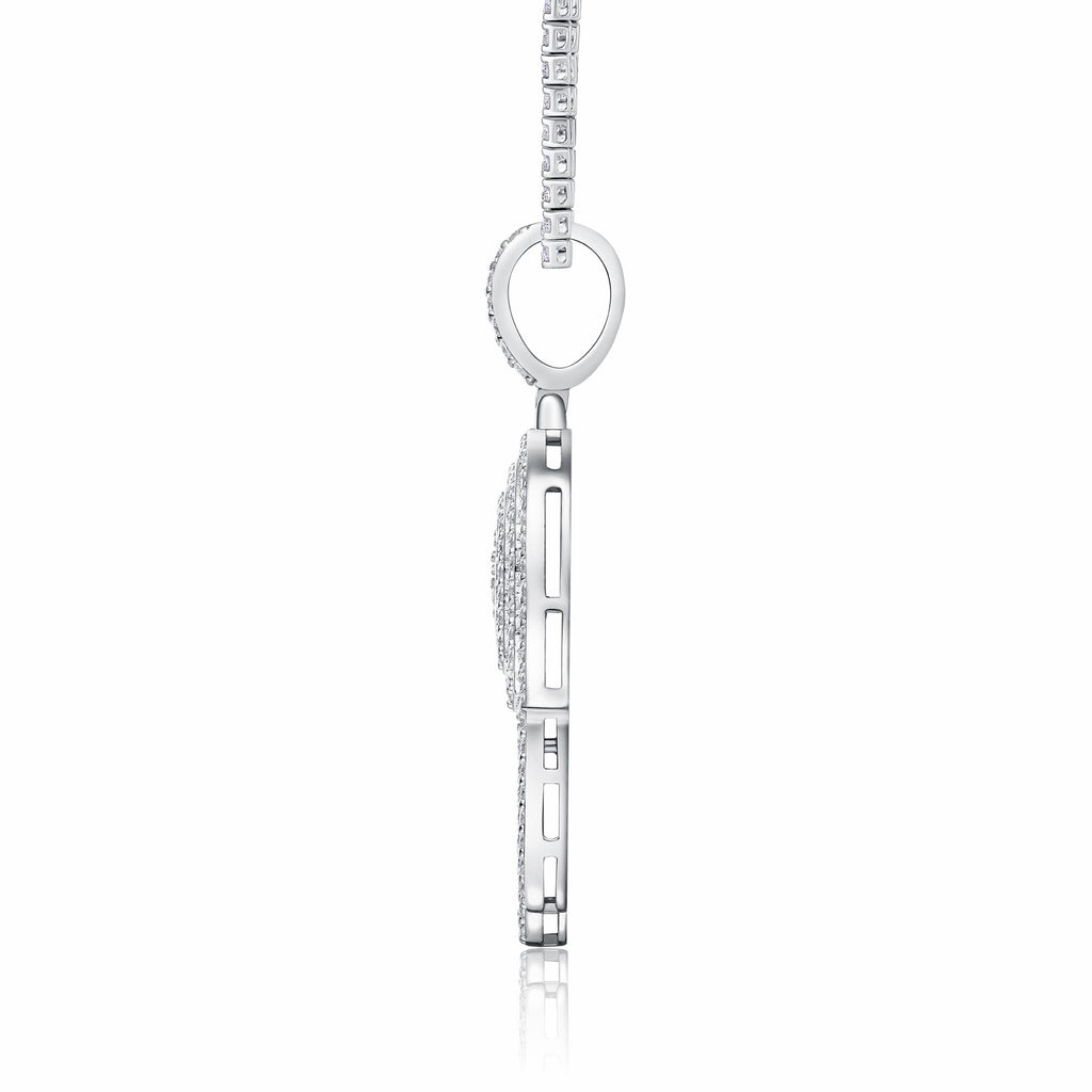 Talisman Moissanite Hamsa Pendant Necklace in Sterling Silver