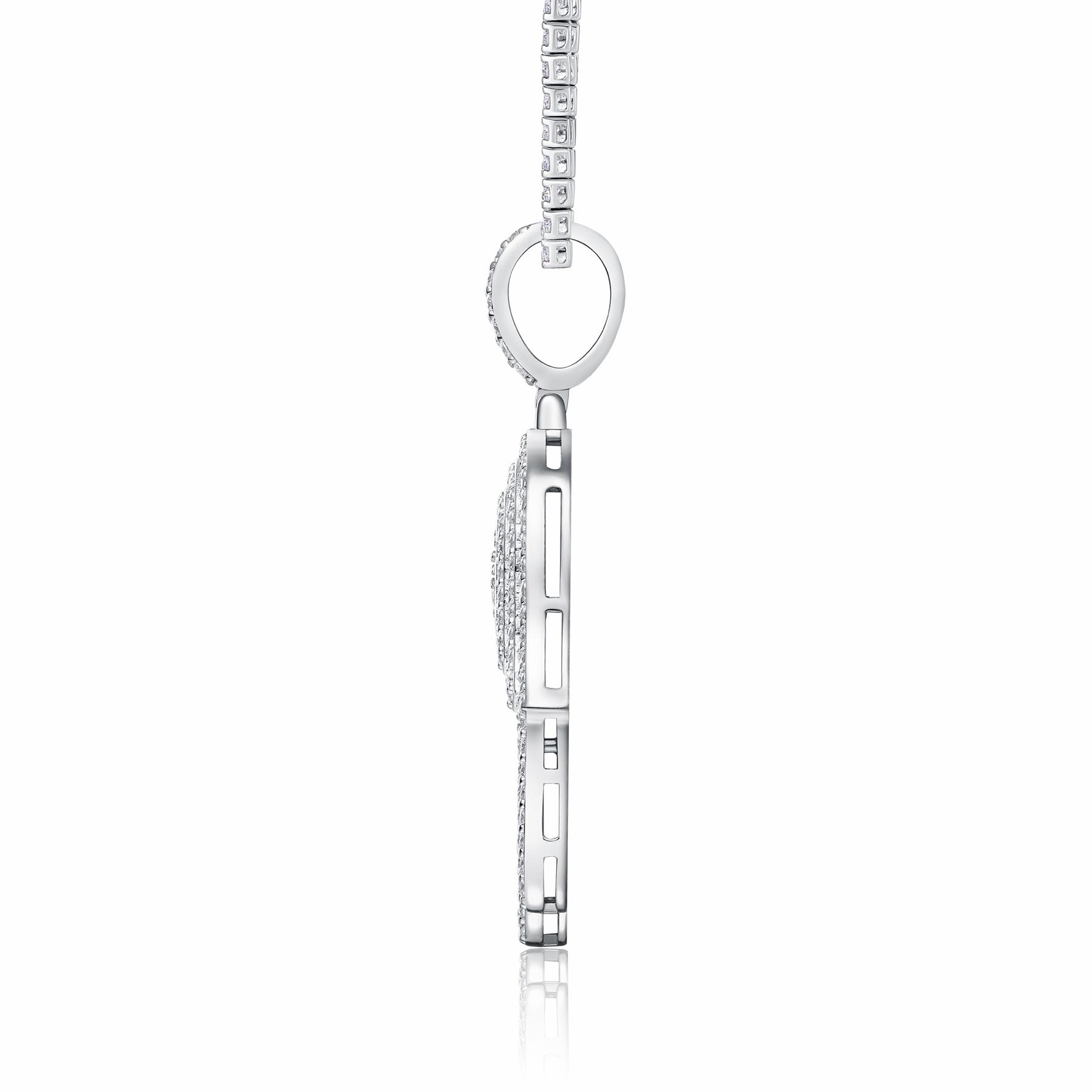 Talisman Moissanite Hamsa Pendant Necklace in Sterling Silver
