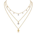Venus 1 Carat Moissanite Layered Star Necklace in Gold-Tone Sterling Silver