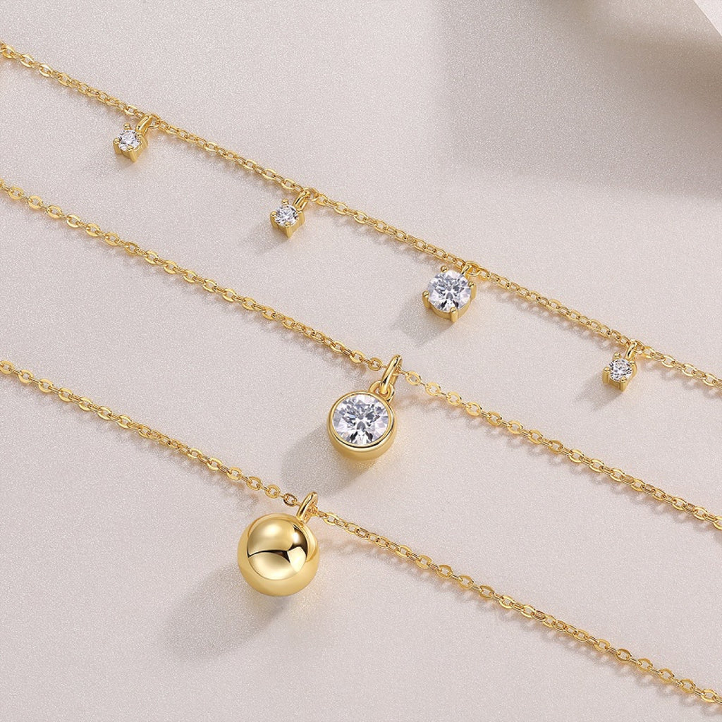 Venus 1 Carat Moissanite Layered Star Necklace in Gold-Tone Sterling Silver