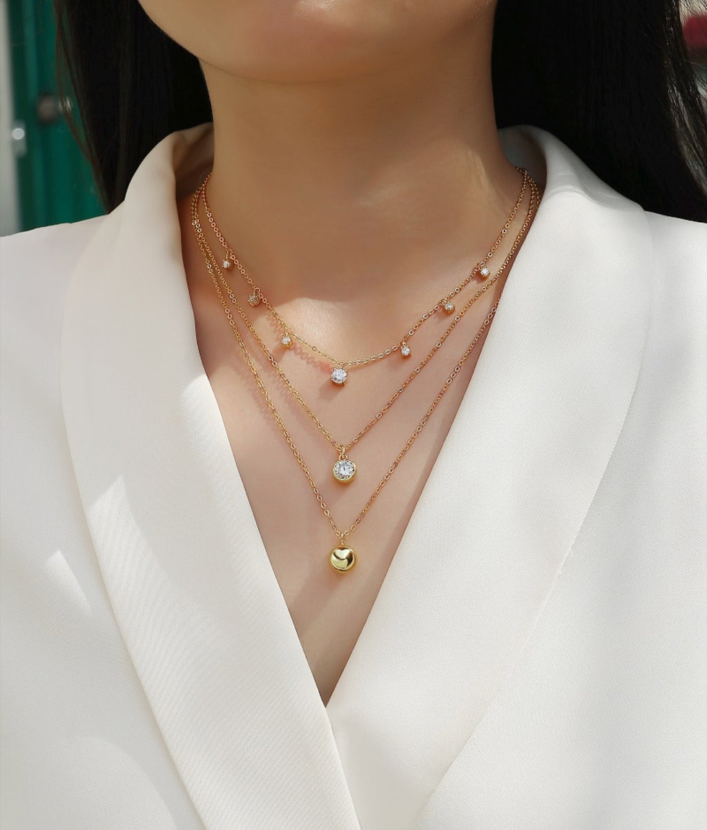 Venus 1 Carat Moissanite Layered Star Necklace in Gold-Tone Sterling Silver