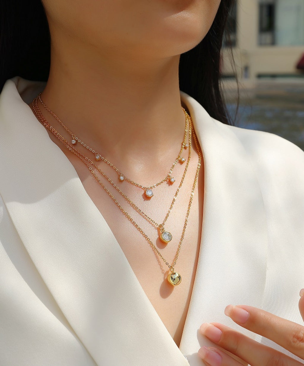 Venus 1 Carat Moissanite Layered Star Necklace in Gold-Tone Sterling Silver