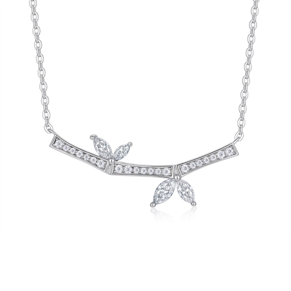 Laurel Moissanite Curved Bar Necklace in Sterling Silver