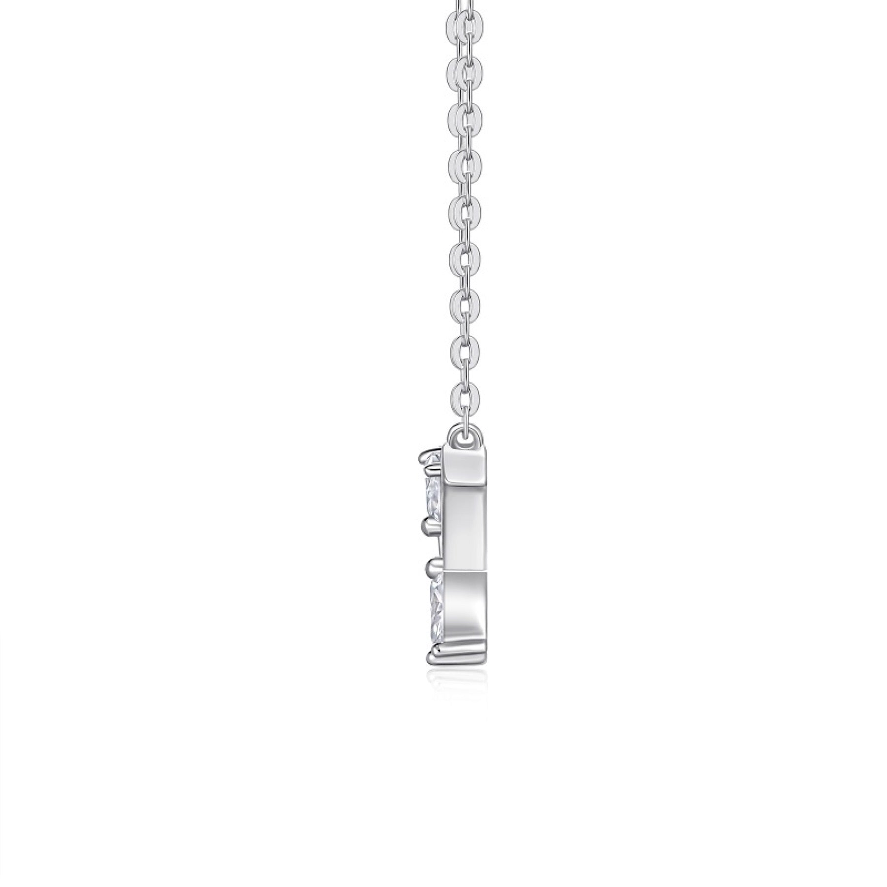Laurel Moissanite Curved Bar Necklace in Sterling Silver