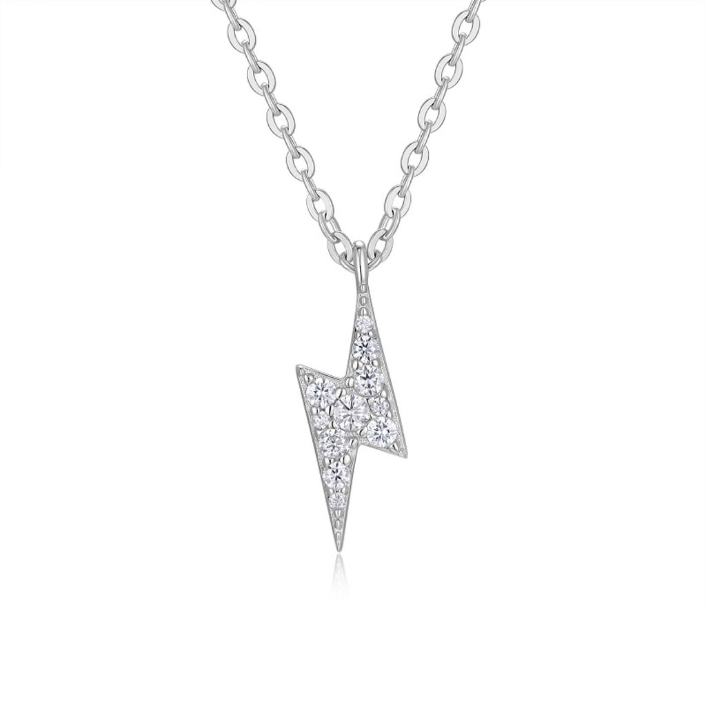 Bolt Moissanite Lightning Bolt Pendant Necklace in Sterling Silver