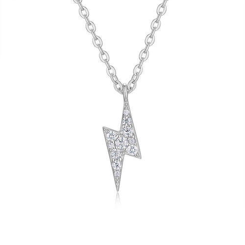Bolt Moissanite Lightning Bolt Pendant Necklace in Sterling Silver