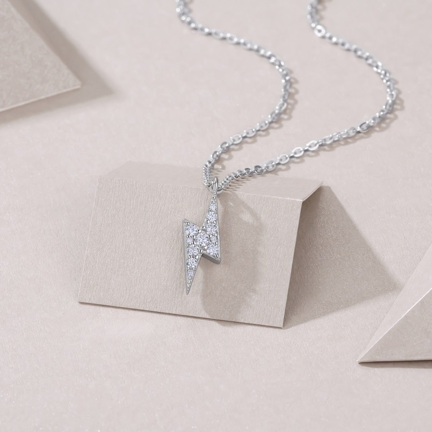 Bolt Moissanite Lightning Bolt Pendant Necklace in Sterling Silver