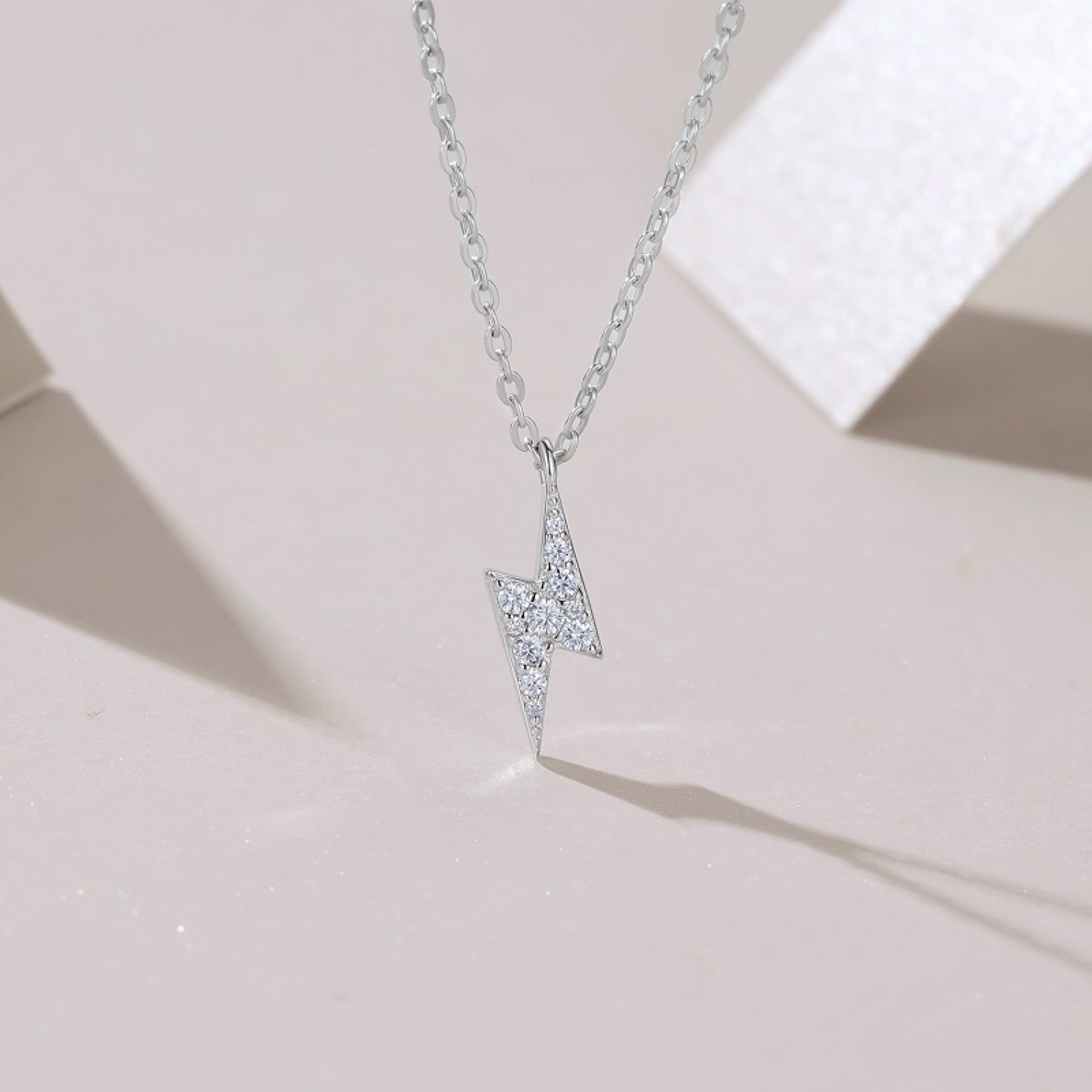 Bolt Moissanite Lightning Bolt Pendant Necklace in Sterling Silver