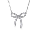 Coquette Moissanite Bow Pendant Necklace in Sterling Silver