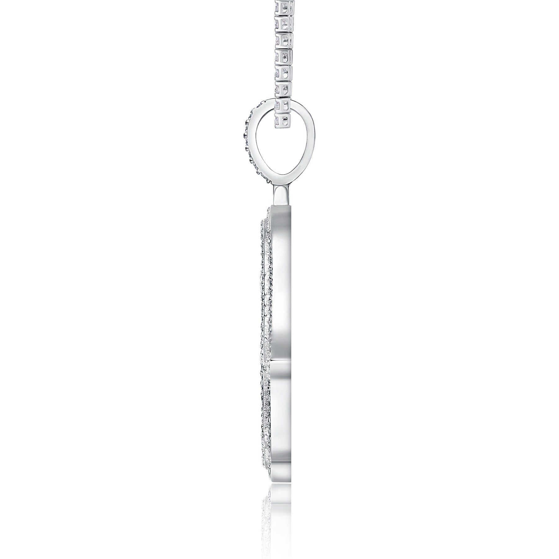 Khamsa Moissanite Hamsa Pendant Necklace in Sterling Silver