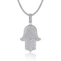 Protector Moissanite Hamsa Pendant Necklace in Sterling Silver