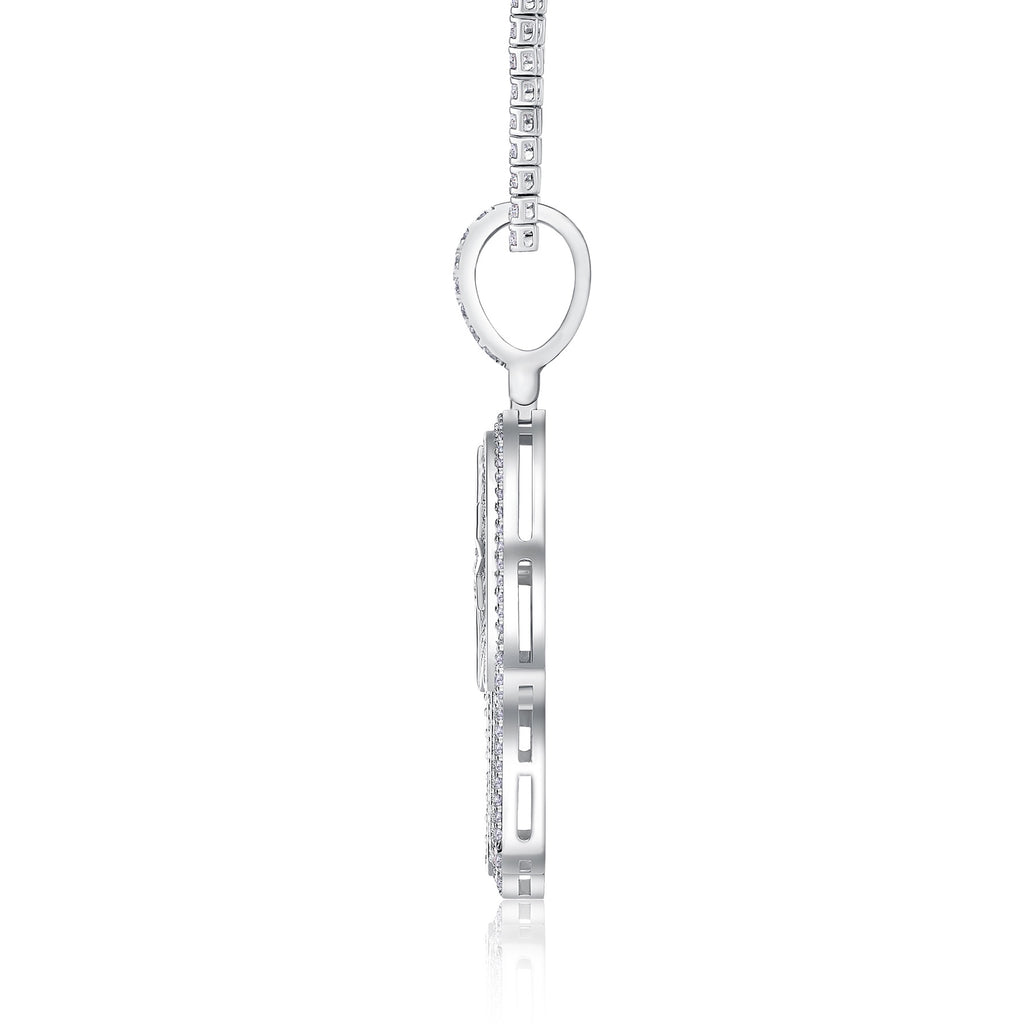 Protector Moissanite Hamsa Pendant Necklace in Sterling Silver