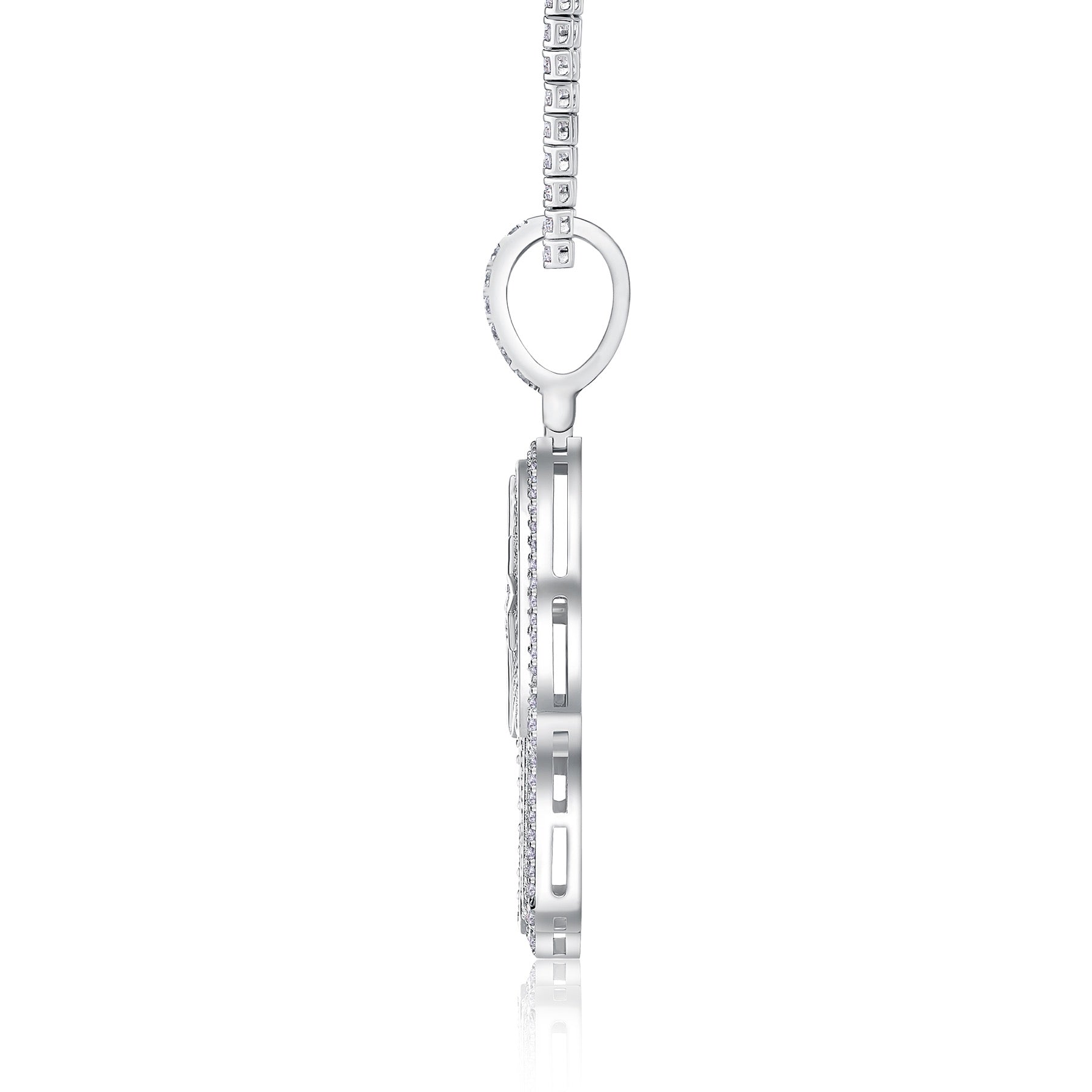 Protector Moissanite Hamsa Pendant Necklace in Sterling Silver