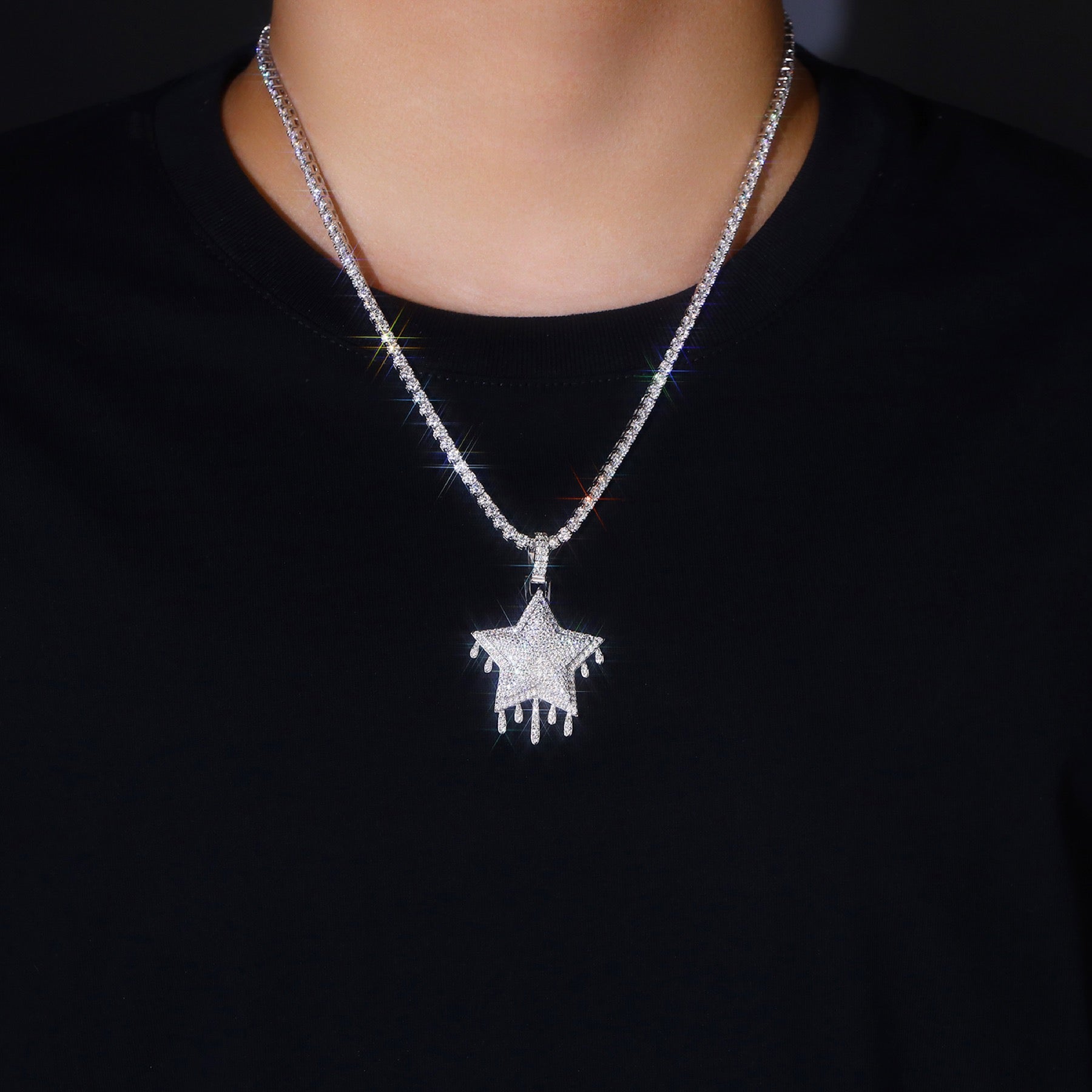 Sovereign Moissanite Crown Pendant Necklace in Sterling Silver