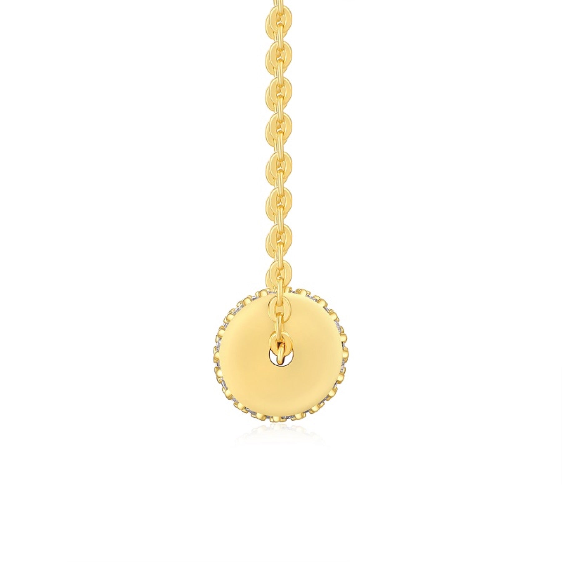Bond Moissanite Interlocking Ring Pendant Necklace in Gold-Tone Sterling Silver