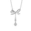 Fleur Moissanite Bow Lariat Necklace in Sterling Silver