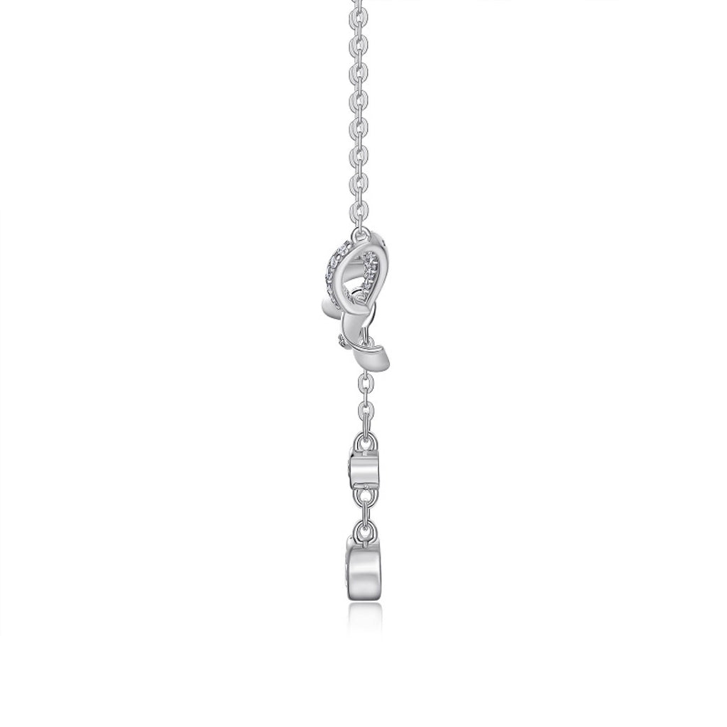 Fleur Moissanite Bow Lariat Necklace in Sterling Silver