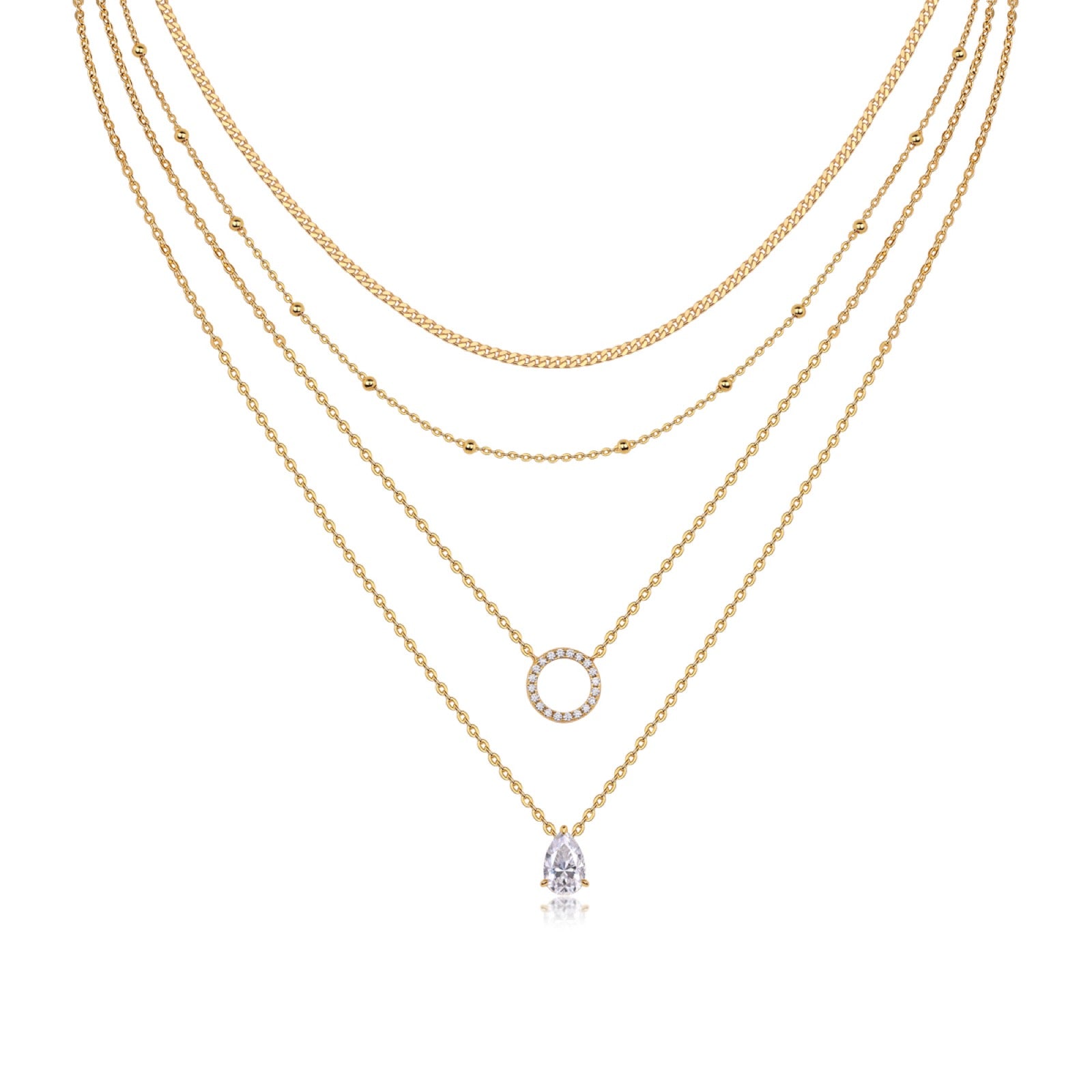Stardream Moissanite Layered Necklace in Gold-Tone Sterling Silver