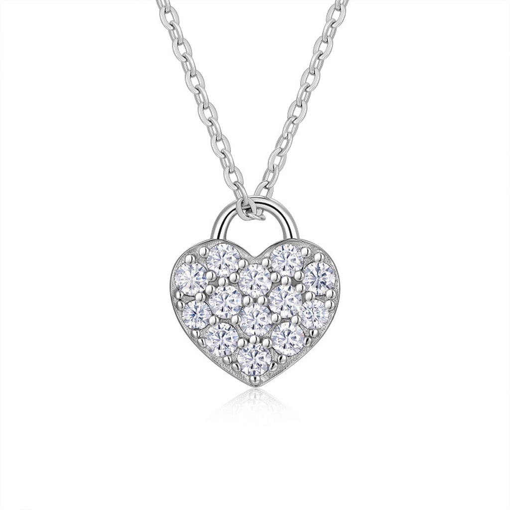 Amoret 1 Carat Moissanite Heart Pendant Necklace in Sterling Silver