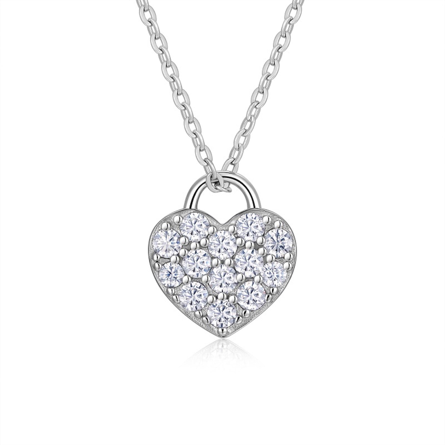 Amoret 1 Carat Moissanite Heart Pendant Necklace in Sterling Silver