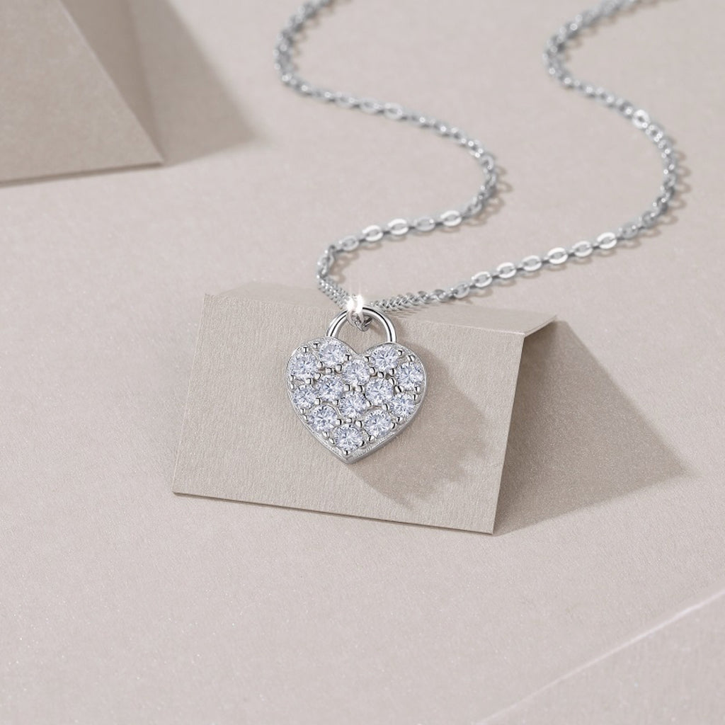 Amoret 1 Carat Moissanite Heart Pendant Necklace in Sterling Silver