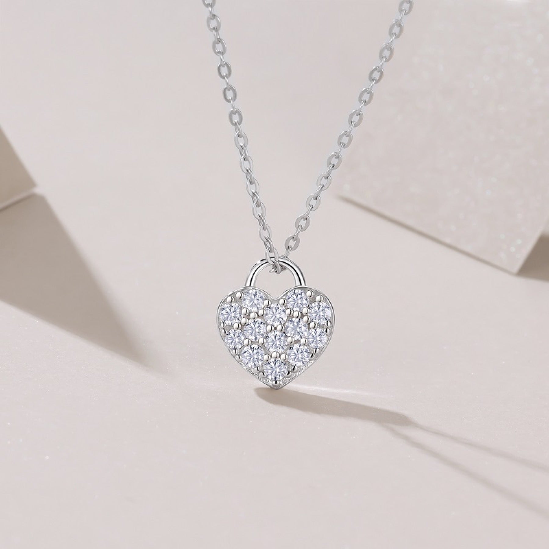 Amoret 1 Carat Moissanite Heart Pendant Necklace in Sterling Silver