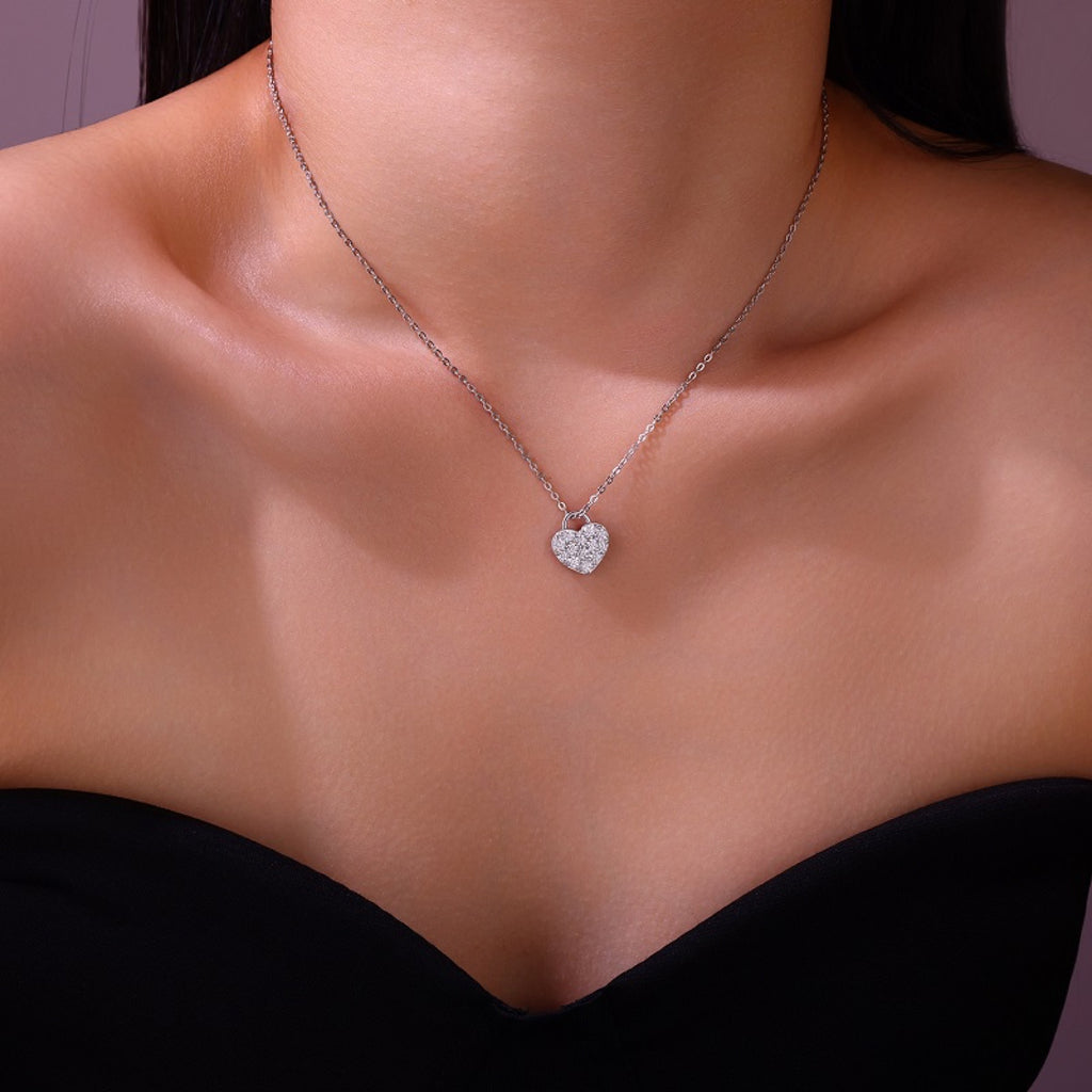 Amoret 1 Carat Moissanite Heart Pendant Necklace in Sterling Silver