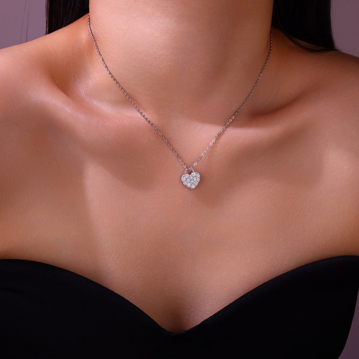 Amoret 1 Carat Moissanite Heart Pendant Necklace in Sterling Silver
