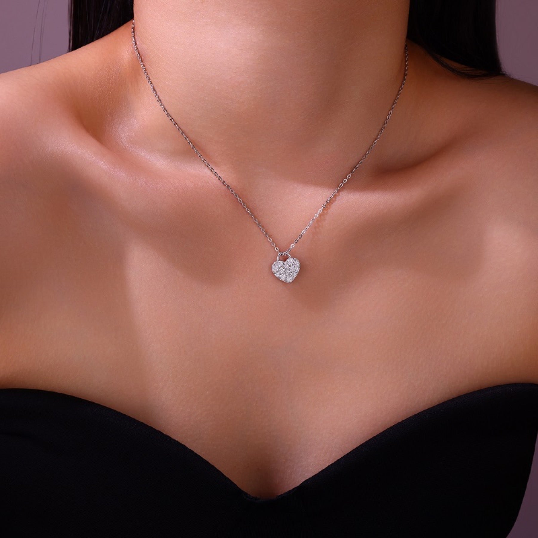 Amoret 1 Carat Moissanite Heart Pendant Necklace in Sterling Silver