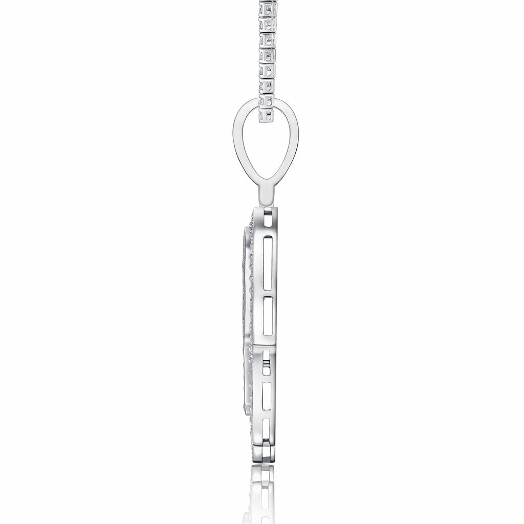 Mano Moissanite Hamsa Pendant Necklace in Sterling Silver