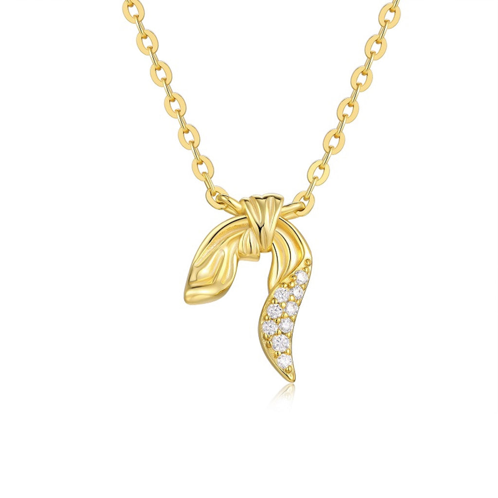 Foliage Moissanite Leaf Pendant Necklace in Gold-Tone Sterling Silver