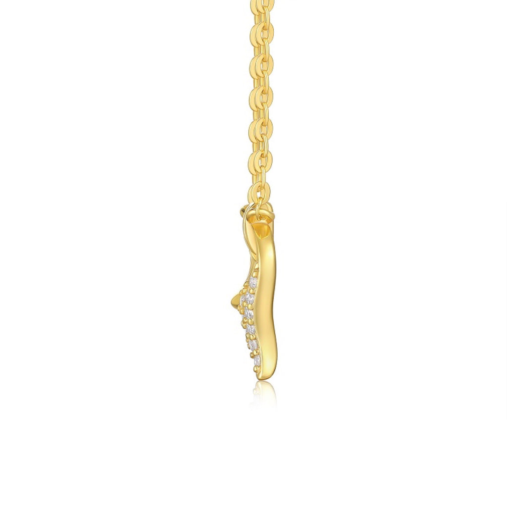 Foliage Moissanite Leaf Pendant Necklace in Gold-Tone Sterling Silver