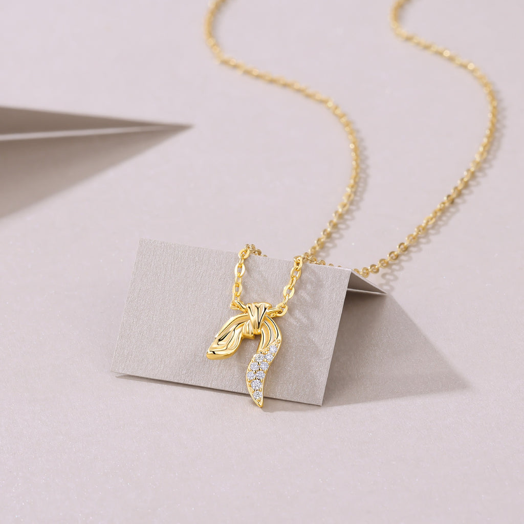Foliage Moissanite Leaf Pendant Necklace in Gold-Tone Sterling Silver