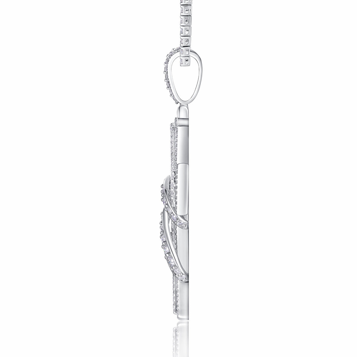 Serpentine Moissanite Cross Pendant in Sterling Silver