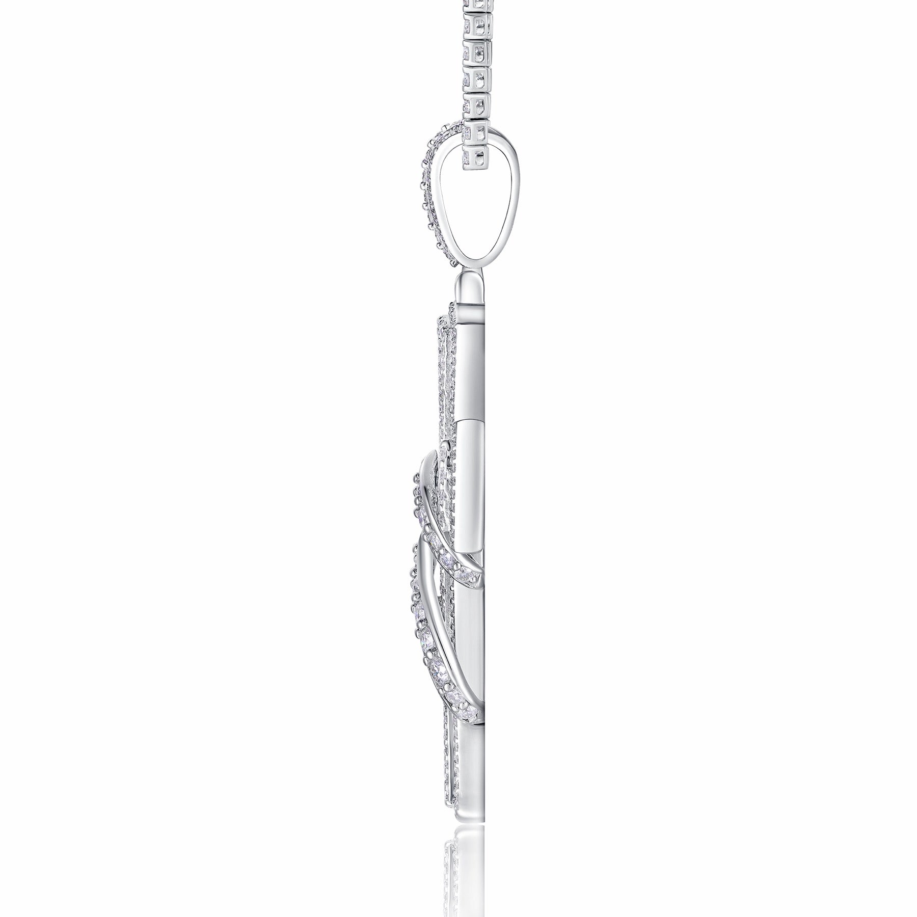 Serpentine Moissanite Cross Necklace in Sterling Silver