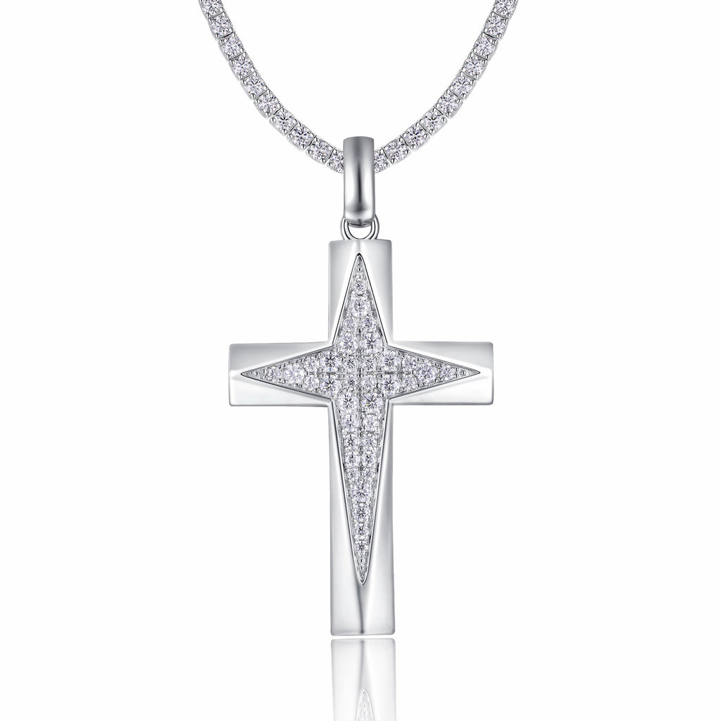 Polaris Moissanite North Star Pendant Necklace in Sterling Silver