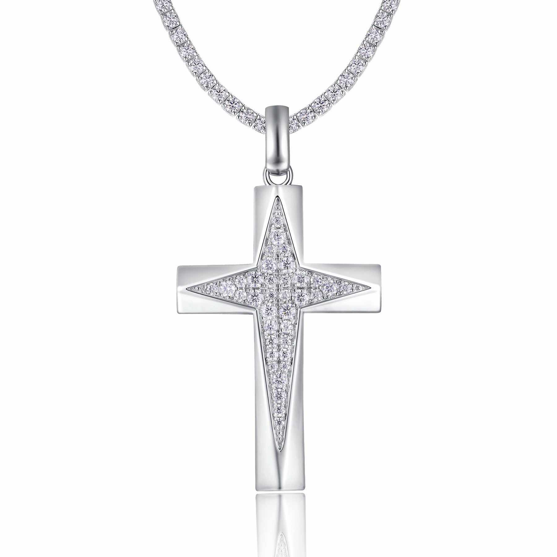Polaris Moissanite North Star Pendant Necklace in Sterling Silver