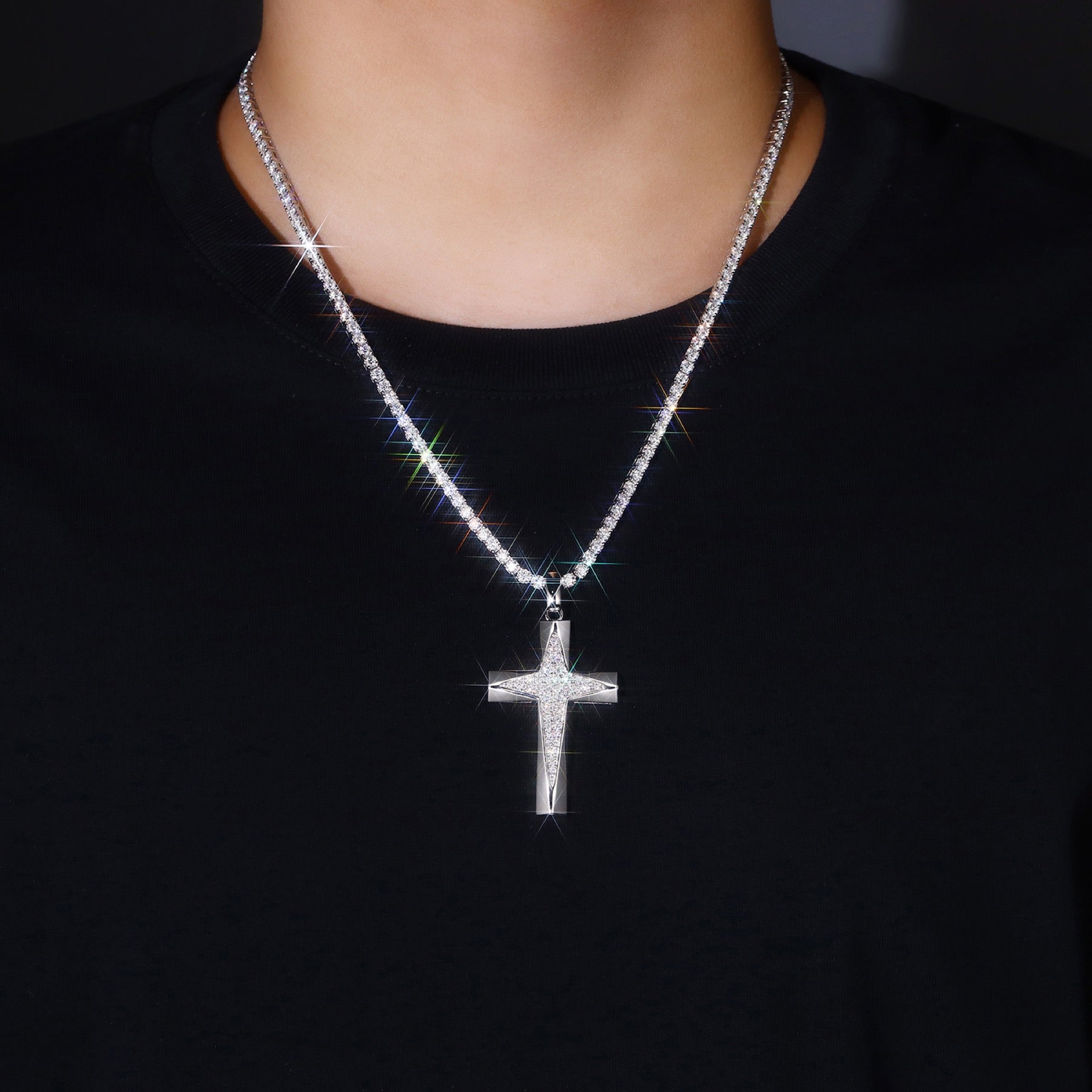 Polaris Moissanite North Star Pendant Necklace in Sterling Silver