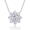 Frostflower 3 Carat Moissanite Flower Pendant Necklace in Sterling Silver